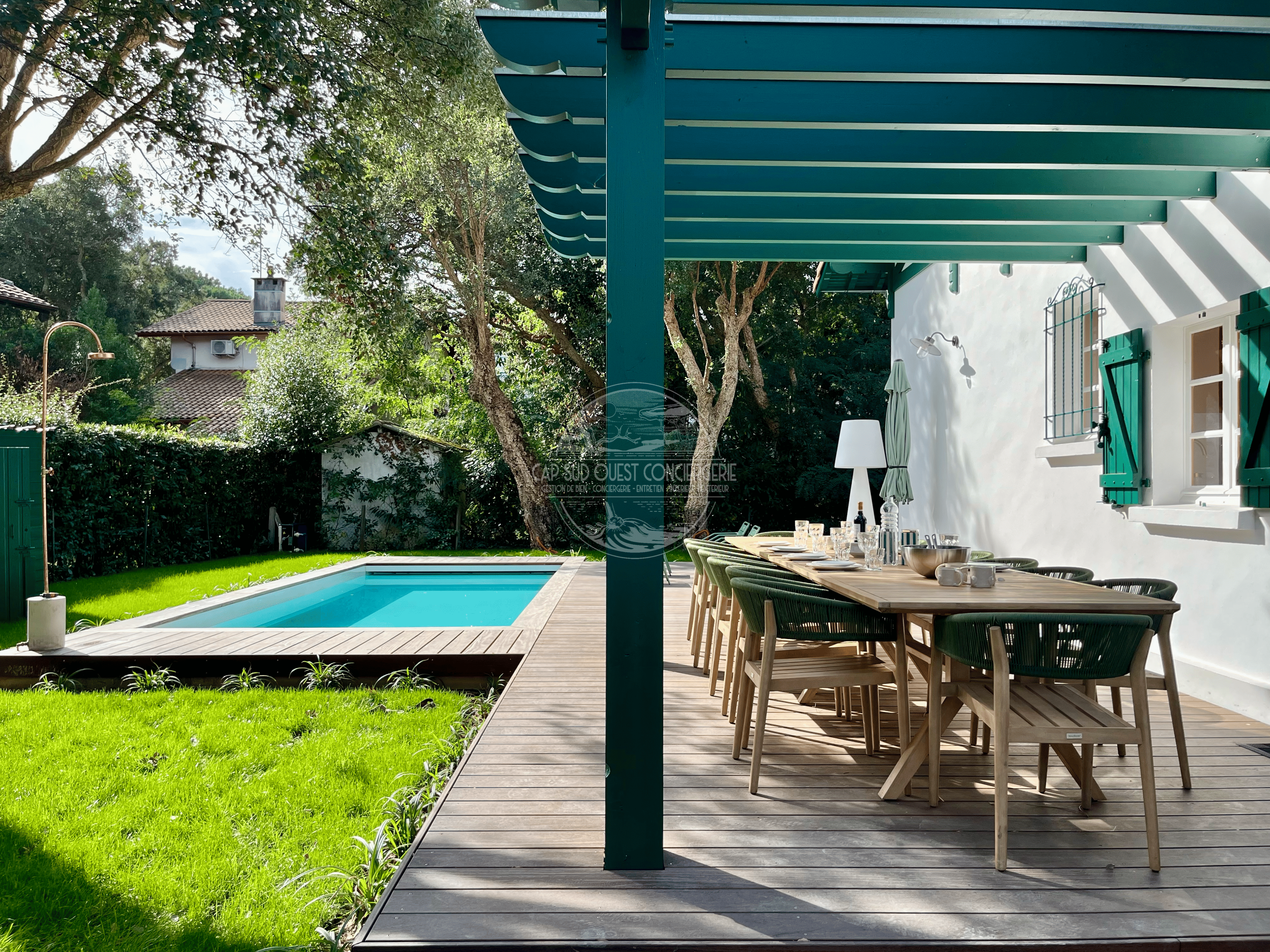 photo terrasse avec piscine villa hossegor