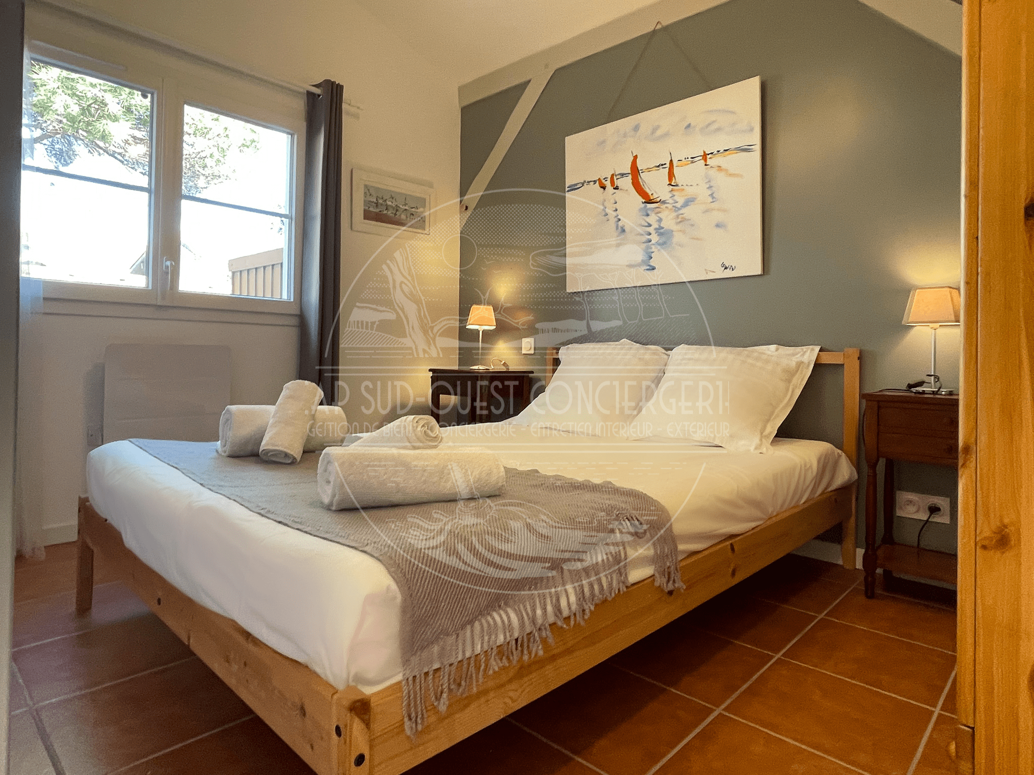 chambre avec lit double de 160x200 villa centre capbreton