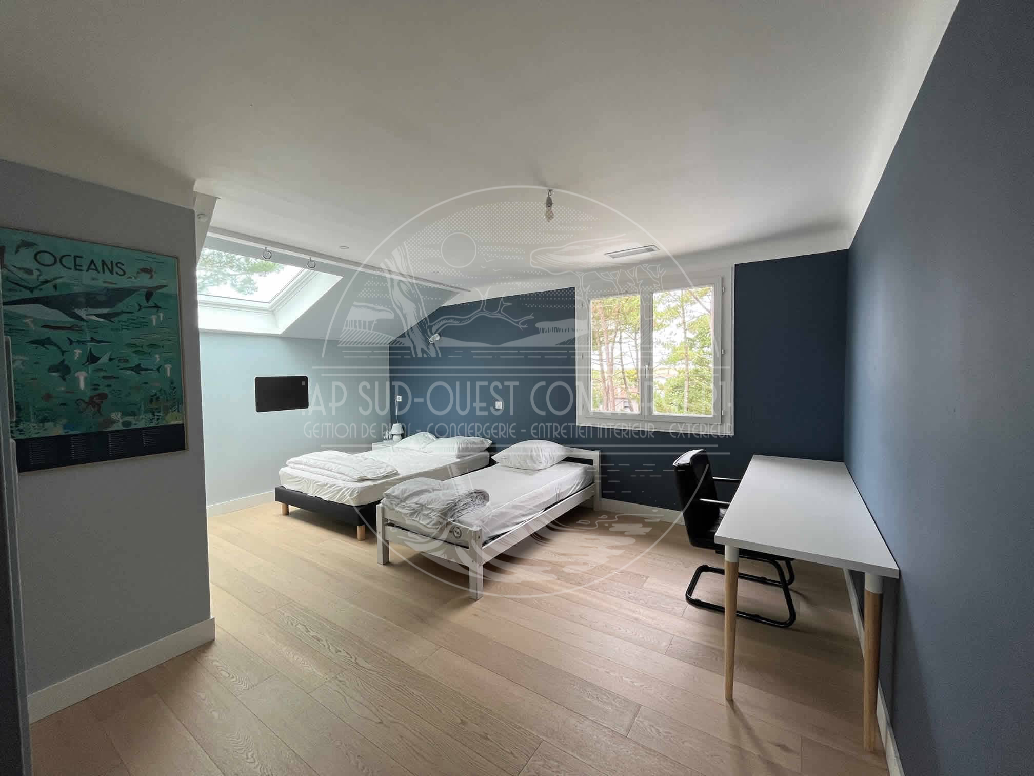 chambre avec lit simple de 90 villa Capbreton